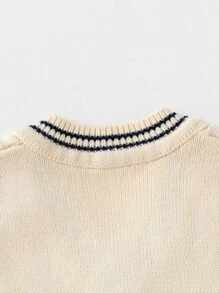 Young Boy V-Neck Knitted Sweater Vest, Autumn & Winter