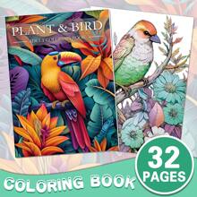 Coloring Books For Adults: Drawing Book With 32 Pages Of Plants & Birds Designs – Perfect Gift For Birthdays & Christmas For Women And Teens Back To School,Mother's Day,Mom's Gift