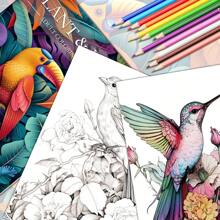 Coloring Books For Adults: Drawing Book With 32 Pages Of Plants & Birds Designs – Perfect Gift For Birthdays & Christmas For Women And Teens Back To School,Mother's Day,Mom's Gift