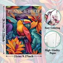 Coloring Books For Adults: Drawing Book With 32 Pages Of Plants & Birds Designs – Perfect Gift For Birthdays & Christmas For Women And Teens Back To School,Mother's Day,Mom's Gift