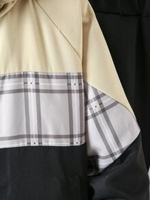 2pcs Tween Boy Casual Plaid Patchwork Hoodie Jacket And Sweatpants Set, Autumn Winter