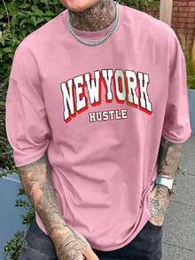 NEW YORK HUSTLE Men's T-Shirt Launch Streetwear Promotion Shirt - Màu Hồng baby - Xem 1