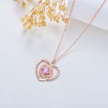 Dây chuyền trái tim vàng hồng vĩnh cửu Bạc Sterling I Love You Mãi mãi và mãi mãi Dây chuyền mặt trái tim Sinh nhật Kỷ niệm Giáng sinh Ngày của Mẹ Quà tặng trang sức cho phụ nữ Cô gái Vợ của cô ấy - Hồng - Xem 5