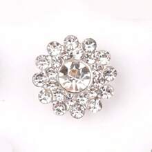 50 Stücke/Packung, Silber Basis, 14MM runde Blumen-Kristallnieten, funkelnde Strass-Verzierungen zum Aufkleben oder Aufnähen für Kleidung, Taschen, Schuhe