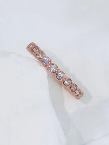 Charm-In Women's Minimalist Band Ring Brass With Rose Gold Plating Rings Cubic Zirconia Rings, Ideal Gift For Girlfriend, Mom, Wife - Hypoallergenic And Tarnish-Resistant Jewelry, Stackable Ring For Girls
