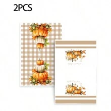 قطعتان/مجموعتان منشفة مطبخ ناعمة جدًا بتصميم اليقطين، ديكور موسمي للمطبخ وطاولة الطعام، منشفة/مفرش، ديكور منزلي، هدية مثالية لتدشين المنزل الجديد - متعدد الألوان - مشاهدة 8