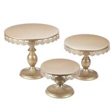 3Pcs Cake Stand, White/Gold Cake Stand Set Diameter 8" 10" 12", Perfect Dessert Table Display Set, Cupcake&Cake Stands For Party, Wedding, Birthday, Shower, Celebration - Rượu sâm banh - Xem 4