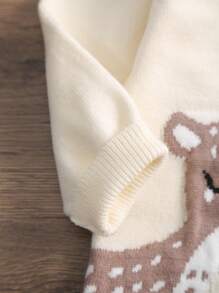 Barboteuse à manches longues en tricot avec motif de biche bébé fille