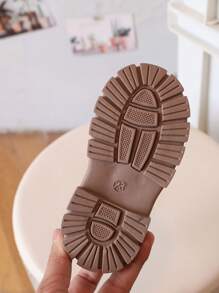 新款儿童靴子，男童黑色靴子，儿童鞋，女童时尚靴子，米色短款软底皮靴 - 黑色 - 查看 7