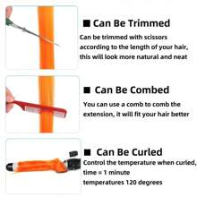 7 件彩虹长直合成假发彩色夹式接发适合女孩女士派对礼品亮点彩色发饰