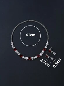 1 Set Of 3pcs Fashion Simple Cubic Zirconia Necklace & Earrings Jewelry Set, Suitable For Wedding, Party, And Bridal Dress