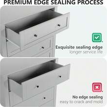5 Chest Of Drawer Dresser, Modern Tall Nightstand With Deep Drawers And Nickel Round Handle, Wood Organizer Storage Cabinet For Bedroom, Living Room, Hallway - 灰色 - 查看 7