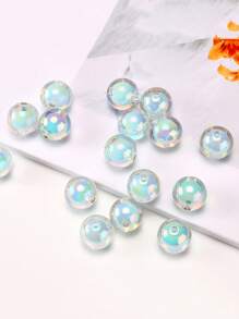 16MM 10 颗/包款式随机亚克力镀彩色珠子，圆形内彩 DIY 直孔手工手链，串珠散珠 - 彩色 - 查看 15