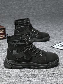 High-Top Comfortable Lace-Up Men's Boots, Sports Casual Outdoor Holiday Fashion Shoes