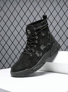 High-Top Comfortable Lace-Up Men's Boots, Sports Casual Outdoor Holiday Fashion Shoes