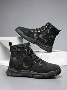 High-Top Comfortable Lace-Up Men's Boots, Sports Casual Outdoor Holiday Fashion Shoes