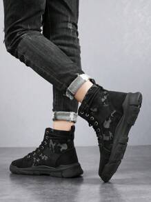 High-Top Comfortable Lace-Up Men's Boots, Sports Casual Outdoor Holiday Fashion Shoes