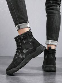High-Top Comfortable Lace-Up Men's Boots, Sports Casual Outdoor Holiday Fashion Shoes