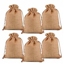 100pcs Burlap Gift Bags Wedding Hessian Jute Bags Linen Jewelry Pouches Sacks With Drawstring For Birthday, Party, Wedding Favors, Present, Art And DIY Craft - Cà phê nâu - Xem 7