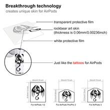 ROCKBEAR Black Dragon Tattoo Sticker Covers Compatible With Airpods Pro 2nd Generation, Mythical Decor Skin, Decal, Wrap, And Case Accessories For EarPods, Fantasy Gift For Teens, Women And Men, Includes Cleaning Kits