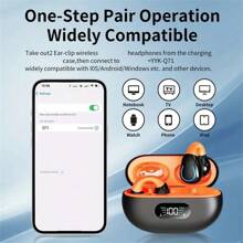Open Earphone Clip On Earbuds Mini Earphones Bluetooth 5.3 Wireless Earphones 48 Hour Playback Time IPX7 Waterproof Sports Bone Conduction Earphones Suitable For Exercise Driving, Walking, And Outdoor Activities
