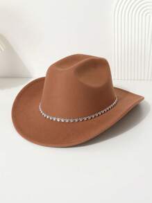1 peça feminina boêmia retrô rua chique coração strass decorado boné de cowgirl ocidental, adequado para primavera, verão, outono e inverno, chapéu de festa casual