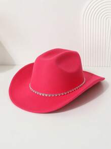 1 peça feminina boêmia retrô rua chique coração strass decorado boné de cowgirl ocidental, adequado para primavera, verão, outono e inverno, chapéu de festa casual