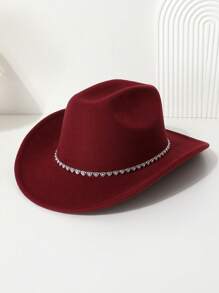 1 peça feminina boêmia retrô rua chique coração strass decorado boné de cowgirl ocidental, adequado para primavera, verão, outono e inverno, chapéu de festa casual