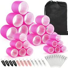 38PCS Hair Rollers Hair Curlers, Rollers, Curlers For Long Hair Thick, Jumbo Large Medium Small Rollers Set, 12 Stainless Steel Clips And Storage Bag ,Hair Rollers,Heatless Curls,Hair Curler,Hair Products And Accessories For Barber Salon Beauty Travel Essentials,Back To School,Travel Holiday Essentials,Hair Accessories For Women
