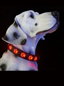 1 个 USB 可充电宠物发光项圈，闪烁/慢闪/常亮，硅胶材质，柔软亲肤，可修剪至所需尺寸，适合户外夜间散步安全，可充电项圈，电池续航时间长，红色/蓝色/粉色/绿色 - 彩色 - 查看 2