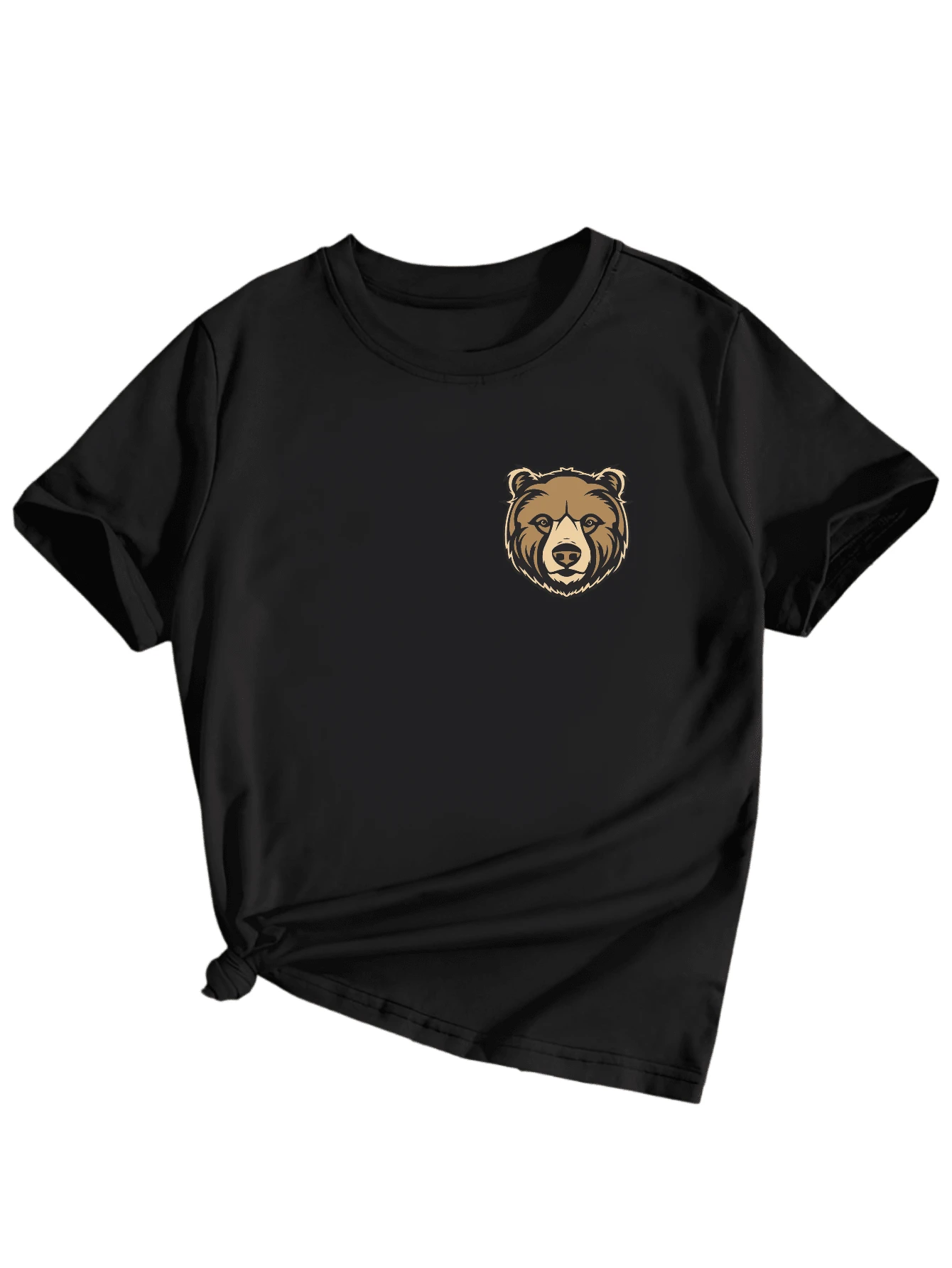 Bear Logo T-Shirt Women's T-Shirt Baby Look Comfortable Soft - màu đen - Xem 1