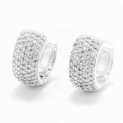 Brinco De Argola Cravejado Pedras Zircônia Neymar Dourado e Prata Carnaval