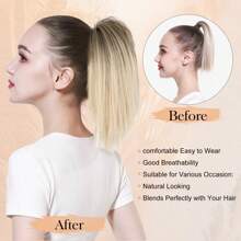 Glamorous Cascade Ponytail - Premium Clip-In Waterfall Pony, Effortless Volume & Style For Women, Versatile For Work Or Play - Elevate Your Look Instantly - Blue Highlight - View 5