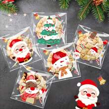 100pcs Christmas Treat Bags - Self-Sealing, Disposable Opp Candy & Cookie Pouches With Festive Cartoon Designs For Holiday Gifting Christmas Decorations Christmas Decor Christmas Gifts Christmas Party Supplies Christmas Gift Bags Christmas Bags Christmas Stickers Christmas Christmas Decorations Christmas Pajamas Christmas Gifts Christmas Decor