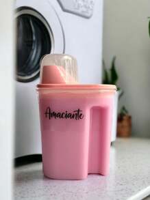 Kit Of 2 Washing Powder Organizers With Measuring Cup For Decorated Storage - Màu Hồng baby - Xem 2