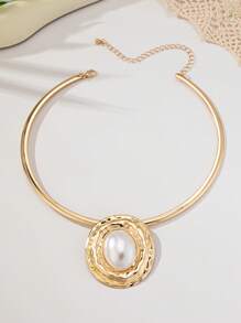 1 件/套 2025 新款欧美夸张个性金属网菱形仿珍珠戒指耳环手链项链套装，小众高端优雅百搭珠宝套装，适合女士、派对和日常佩戴，礼物 - 首飾套裝 - 查看 26