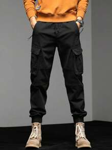 CARGO JOGGER Pants With Side Pocket With Elastic Streetwear - 黑色 - 查看 1