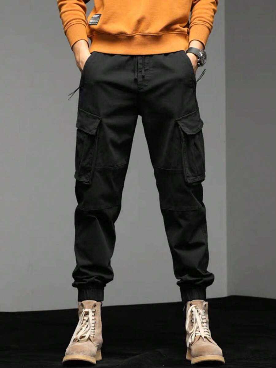 CARGO JOGGER Pants With Side Pocket With Elastic Streetwear - 黑色 - 查看 1