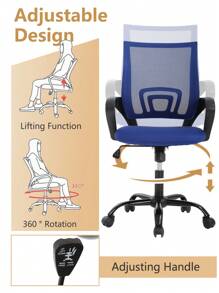 DOPINMIN Ergonomic Office Chair Desk Chair Mesh Computer Chair Task Rolling Swivel Chair Back Support Modern Executive Adjustable Chair - Blue - View 2