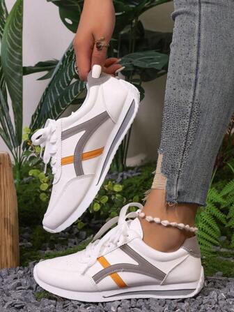 女士平底厚底休闲运动鞋舒适跑步运动鞋，春秋季