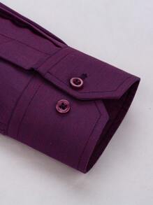 Men's Dress Shirt 50% Polyamide, 30% Cotton, 20% Viscose - Purple - View 3