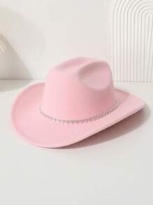 1 peça feminina boêmia retrô rua chique coração strass decorado boné de cowgirl ocidental, adequado para primavera, verão, outono e inverno, chapéu de festa casual