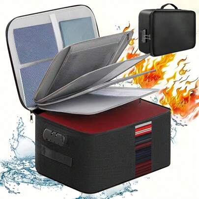 1 个带密码锁的文件袋，带防水拉链的 3 层文件收纳盒，安全便携式旅行收纳袋，用于存放文件、笔记本电脑、档案和证书，客厅办公室宿舍配件，家庭整理和收纳用品，返校，返校，学校用品