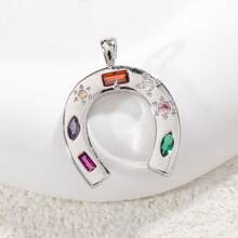 Delicado collar con colgante en forma de herradura de circonita, accesorios de joyería DIY para mujeres, colgante de cobre chapado en oro con circonita colorida, pulsera de , regalo para novia, amiga