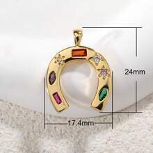 Delicado collar con colgante en forma de herradura de circonita, accesorios de joyería DIY para mujeres, colgante de cobre chapado en oro con circonita colorida, pulsera de , regalo para novia, amiga