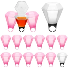 Set de 9 piezas Copas de chupito con anillo de plástico con strass para anillos de boda, artículos para fiestas de despedida de soltera, decoración de duchas nupciales y recuerdos de fiesta
