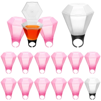 9pcs Plastic Wedding Ring Shot Glass Rhinestone Ring Shot Bachelorette Finger Ring Cups For Wedding Party Bridal Shower Decorations Party Favors