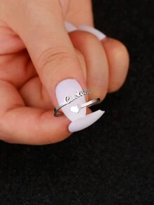 Customized Name Ring, Personalized Jewelry, Stainless Steel Adjustable Ring, Couple Gift - Silver - View 2
