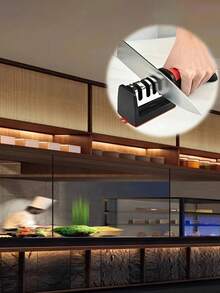 1pc Ultra-Effective 4 Stage Professional Knife Sharpener - Tungsten Rhinestone & Ceramic Blades For Kitchen & Outdoor Use - Portable, Versatile Grinding & Sharpening Tool,