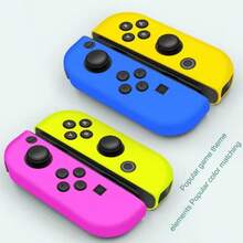 Funda protectora compatible con el controlador Switch Joy-Con con tapas para pulgares, 2 paquetes de cubiertas de agarre de silicona antideslizante con 8 almohadillas para la palanca, color negro, azul + rojo y blanco - azul+amarillo - Ver 4
